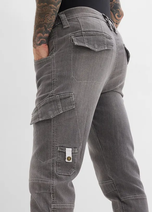 Jeans cargo leggeri comodi in vita, regular fit straight, bonprix