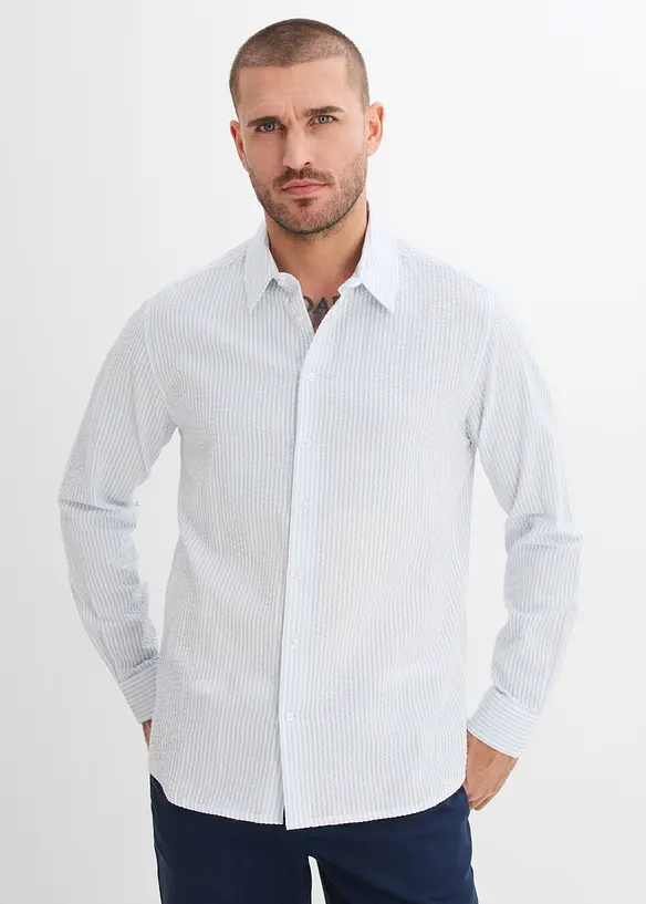 Camicia in seersucker di cotone, regular fit, bonprix