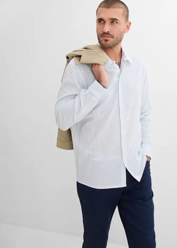 Camicia in seersucker di cotone, regular fit, bonprix