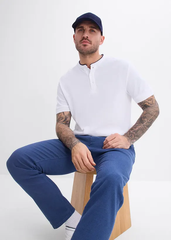 T-shirt serafino in piquet di puro cotone biologico, bonprix