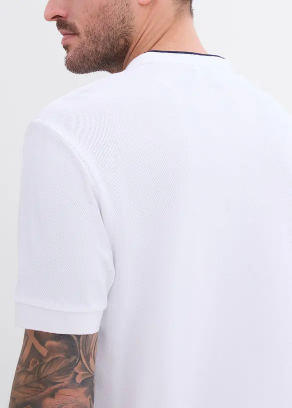 T-shirt serafino in piquet di puro cotone biologico, bonprix