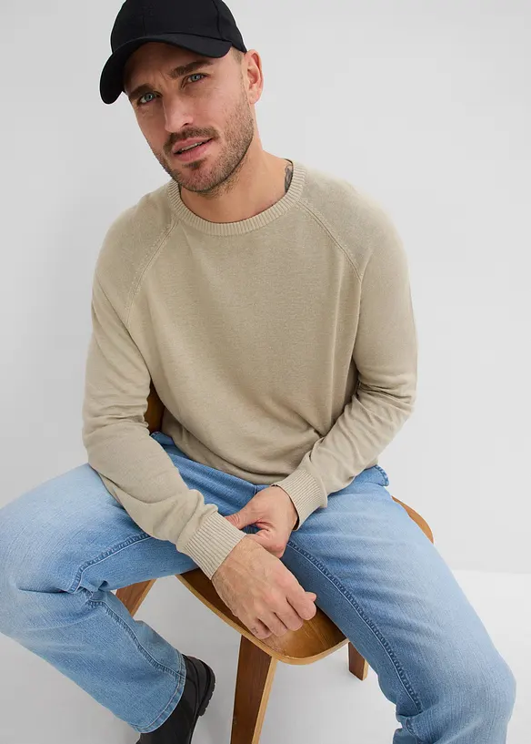 Maglione leggero in filato fine misto lino, bonprix