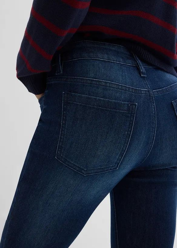 Jeans a zampa elasticizzati, vita media, bonprix