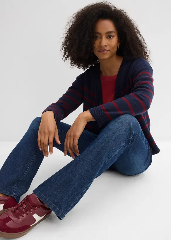 Jeans a zampa elasticizzati, vita media, bonprix