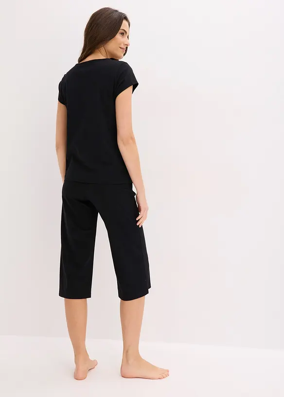 Pigiama con pantaloni culotte corti e larghi, bonprix