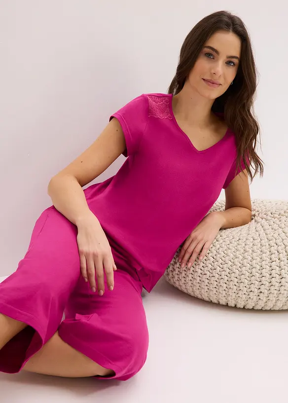 Pigiama con pantaloni culotte corti e larghi, bonprix