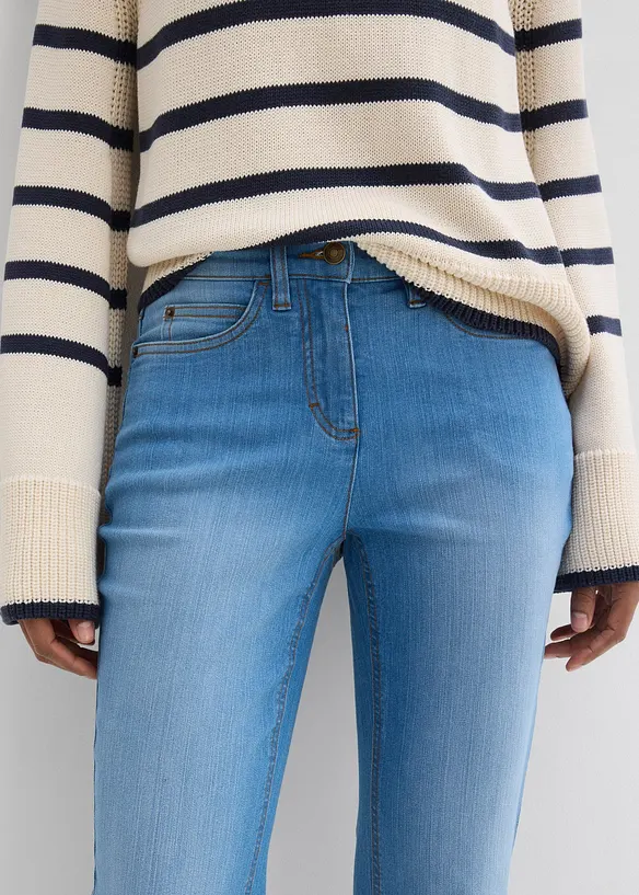 Jeans bootcut elasticizzati, vita media, bonprix