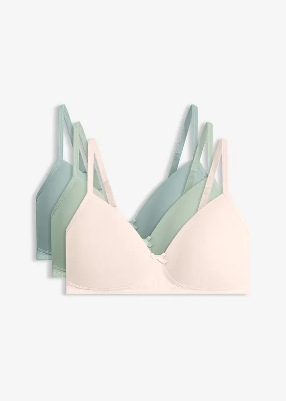 Reggiseno senza ferretto con coppe preformate e cotone biologico (pacco da 3), bonprix