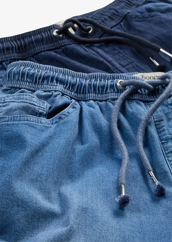 Jeans con elastico in vita straight, vita alta (pacco da 2), bonprix