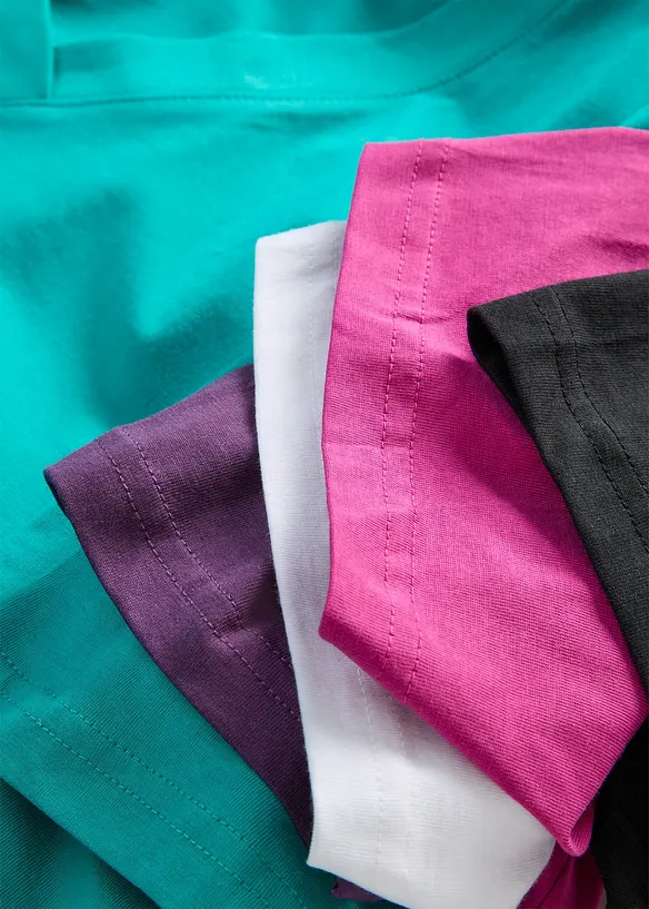 Maglia lunga e larga con scollo a V e maniche corte (pacco da 5), bonprix