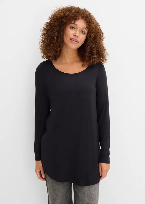 Maglia lunga a maniche  lunghe con viscosa, bonprix