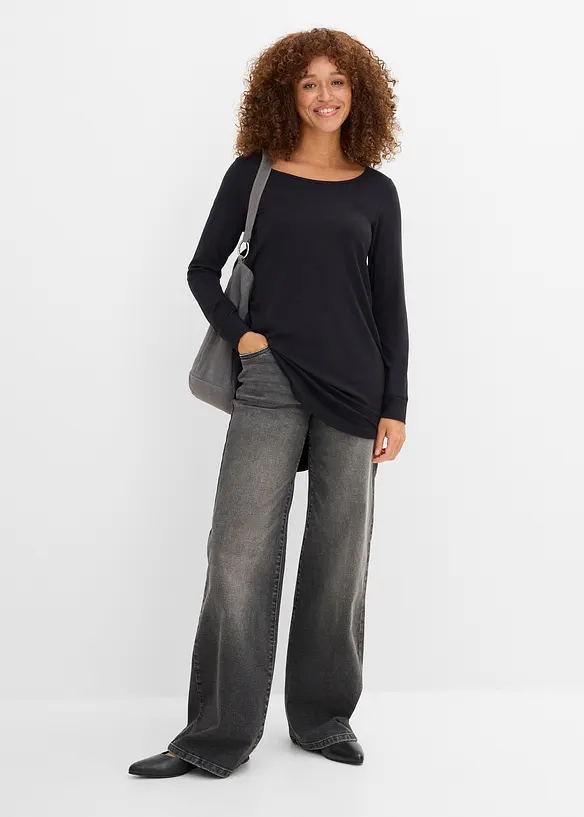 Maglia lunga a maniche  lunghe con viscosa, bonprix