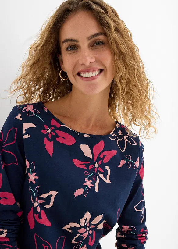 Maglia a maniche lunghe in fantasia floreale, bonprix