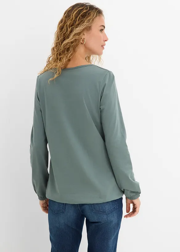 Maglia a maniche lunghe in puro cotone con elastico, bonprix