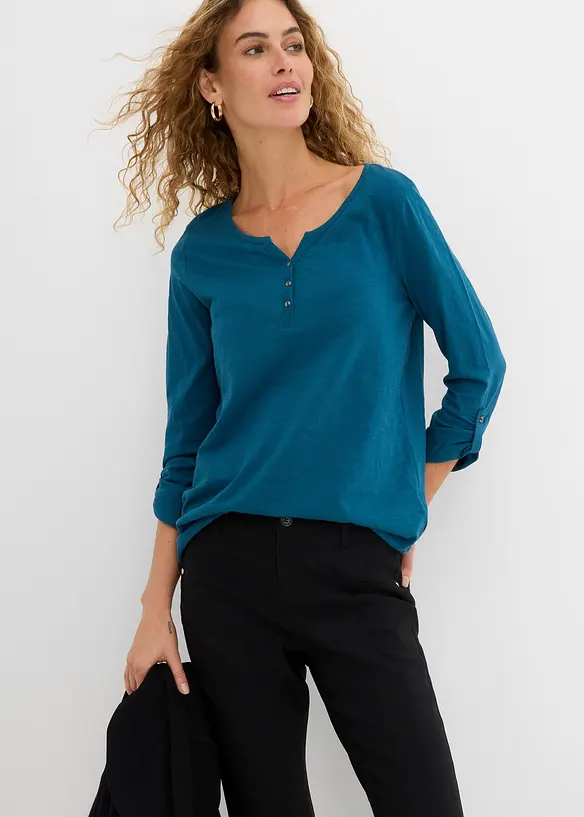 Maglia con bottoncini in puro cotone biologico, bonprix