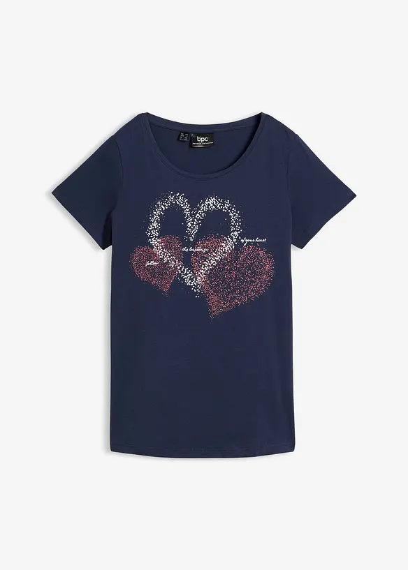 T-shirt in cotone biologico con cuore, bonprix