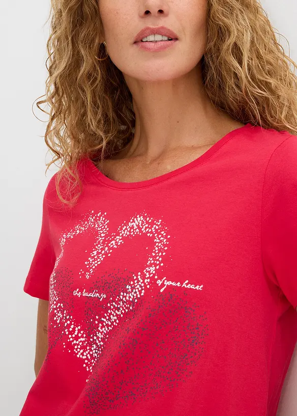 T-shirt in cotone biologico con cuore, bonprix