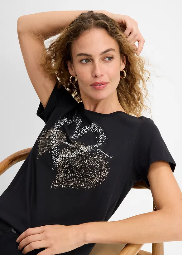 T-shirt in cotone biologico con cuore, bonprix