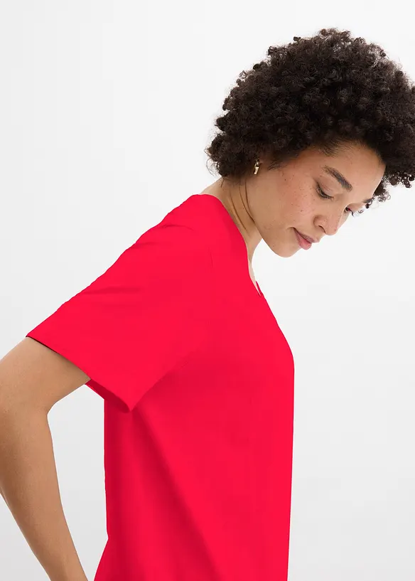 Maglia lunga e larga con scollo a V e maniche corte (pacco da 5), bonprix