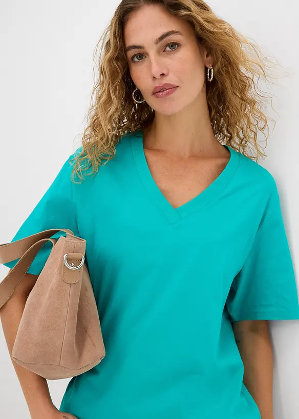 Maglia lunga e larga con scollo a V e maniche corte (pacco da 5), bonprix