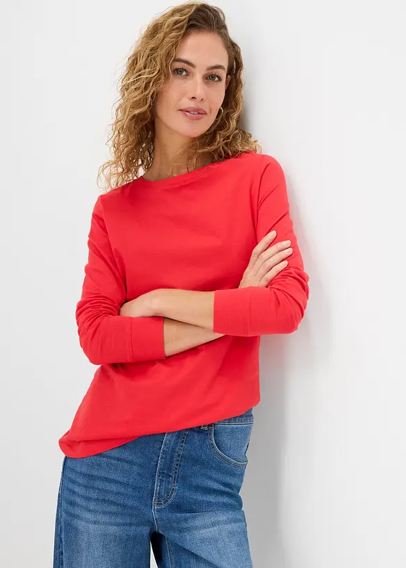 Maglia lunga con scollo rotondo e maniche lunghe  (pacco da 5), bonprix
