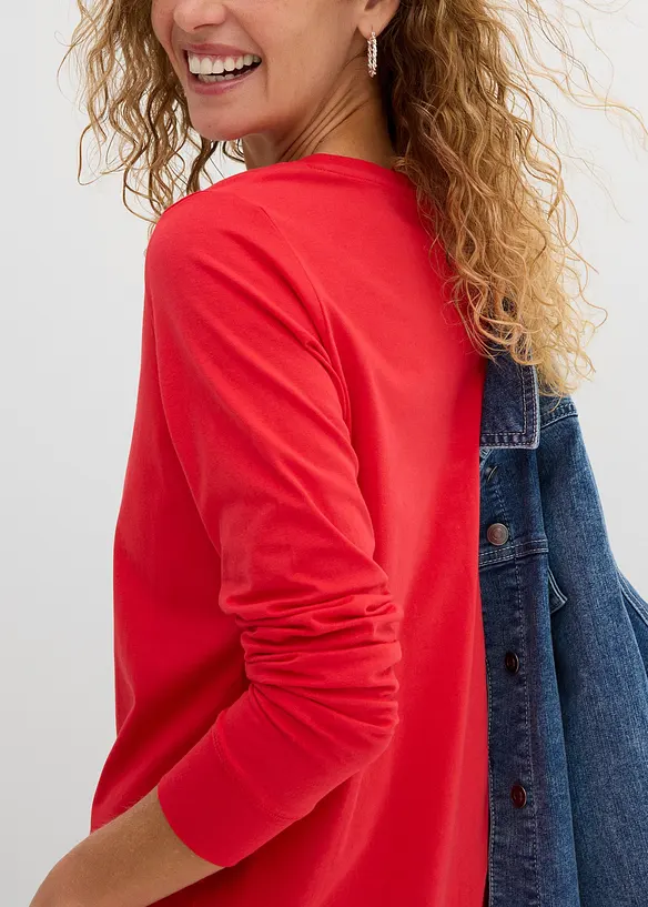 Maglia lunga con scollo rotondo e maniche lunghe  (pacco da 5), bonprix