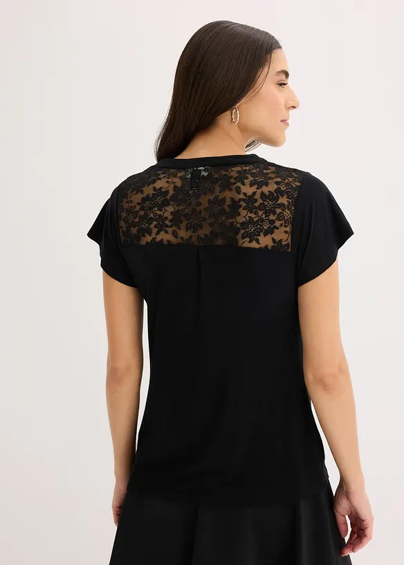 Maglia serafino in misto viscosa, bonprix