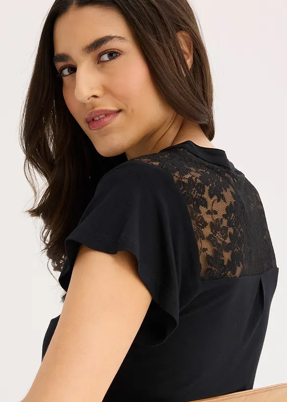 Maglia serafino in misto viscosa, bonprix