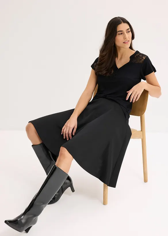 Maglia serafino in misto viscosa, bonprix