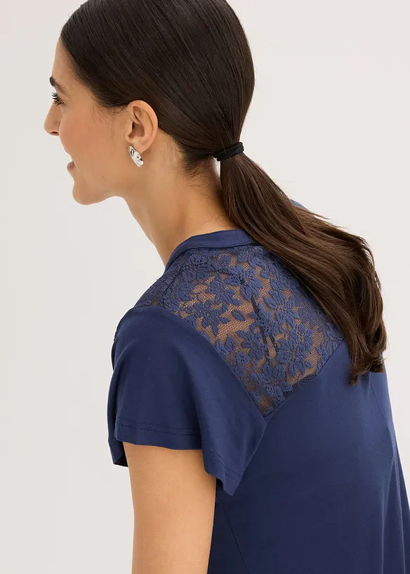 Maglia serafino in misto viscosa, bonprix