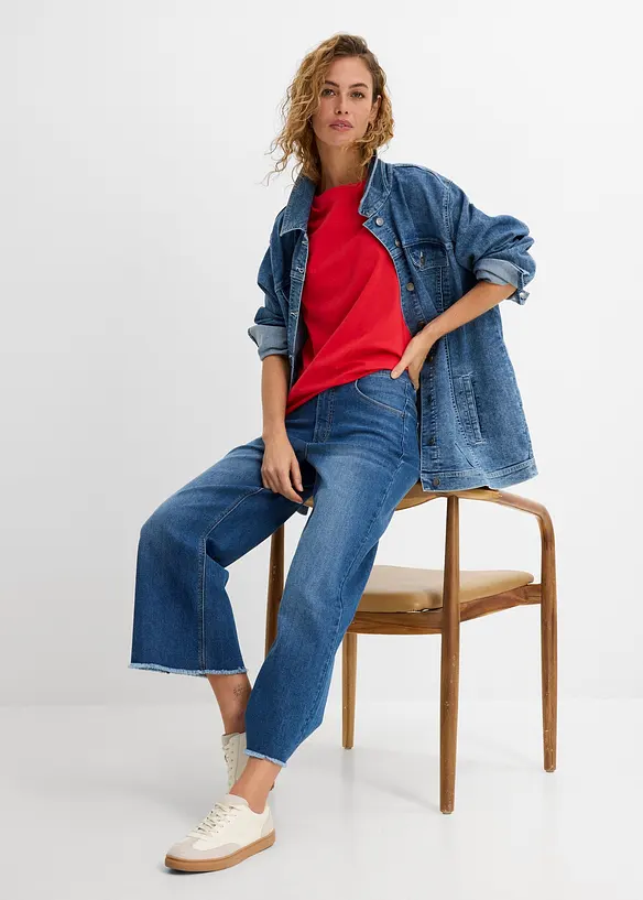 Maglia lunga con scollo rotondo e maniche lunghe  (pacco da 5), bonprix