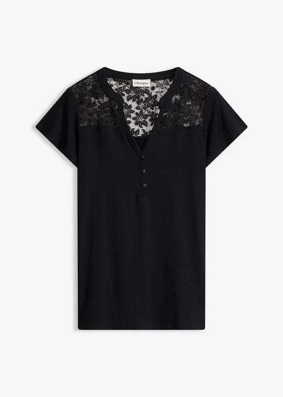 Maglia serafino in misto viscosa, bonprix