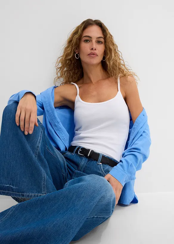 Top con spalline sottili in puro cotone (pacco da 2), bonprix