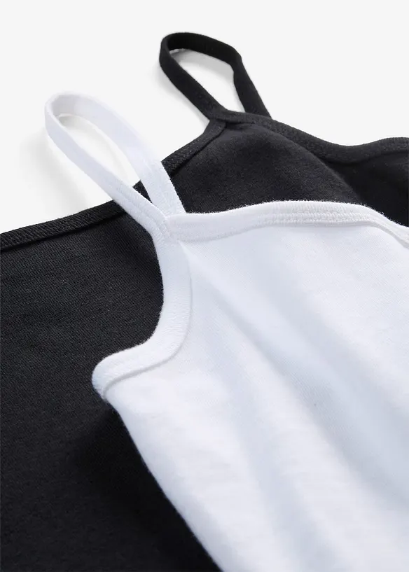 Top con spalline sottili in puro cotone (pacco da 2), bonprix