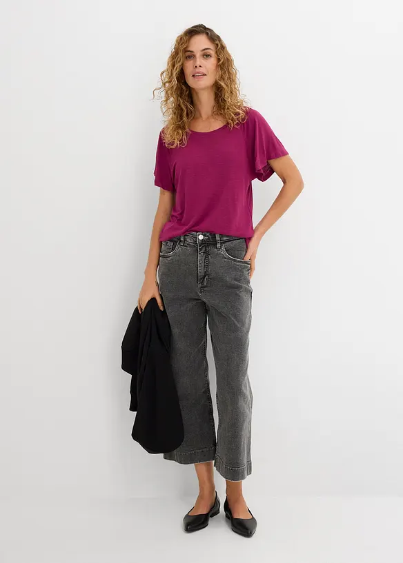 Maglia in filato fiammato con maniche ad aletta, bonprix