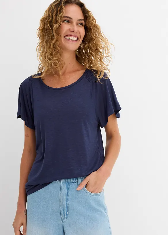 Maglia in filato fiammato con maniche ad aletta, bonprix