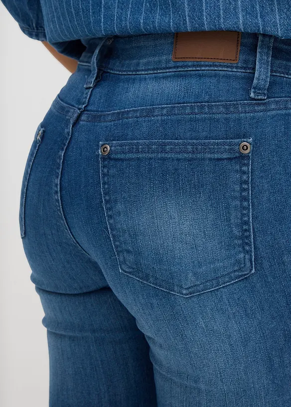 Jeans bootcut elasticizzati, vita media, bonprix