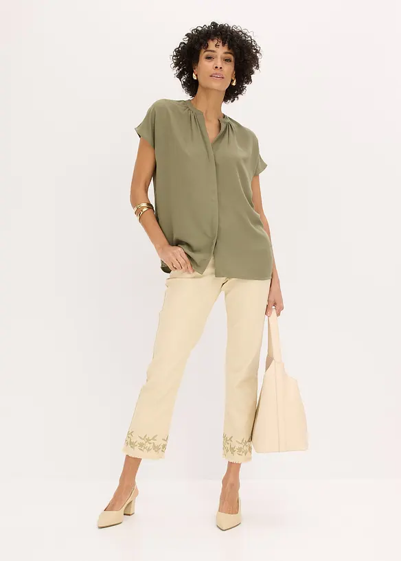 Camicetta a maniche corte con abbottonatura nascosta, bonprix