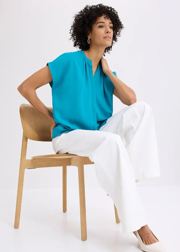 Camicetta a maniche corte con abbottonatura nascosta, bonprix