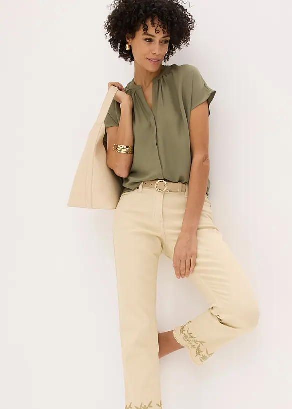 Camicetta a maniche corte con abbottonatura nascosta, bonprix