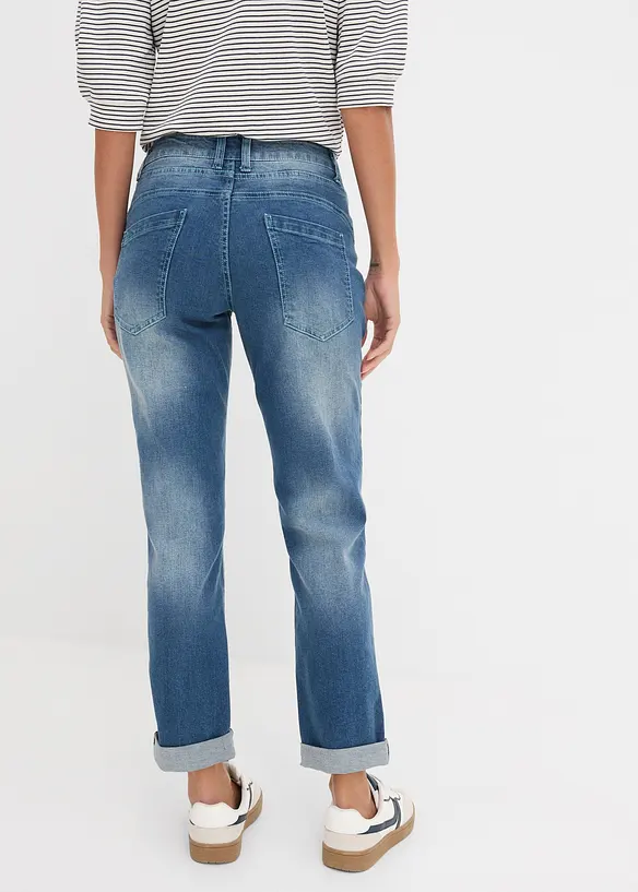 Jeans boyfriend elasticizzati, vita bassa, bonprix