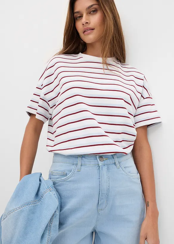 Jeans barrel shape in cotone biologico, vita alta, bonprix