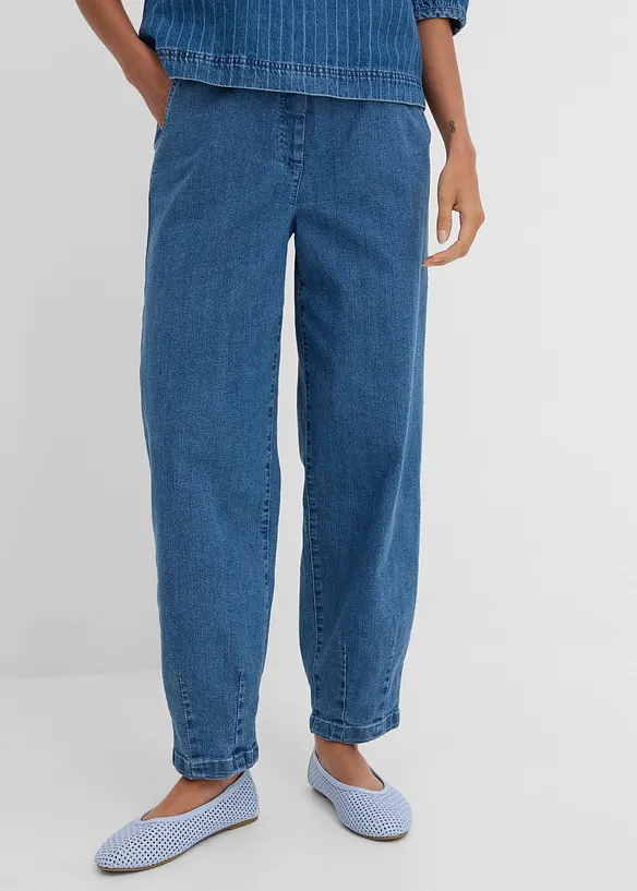 Mom jeans con cinta comoda, vita alta, bonprix