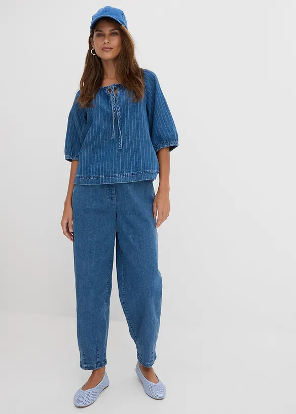 Mom jeans con cinta comoda, vita alta, bonprix