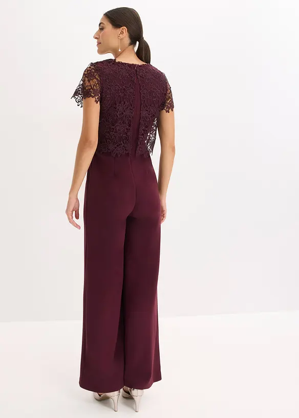 Tuta elegante effetto neoprene con pizzo, bonprix