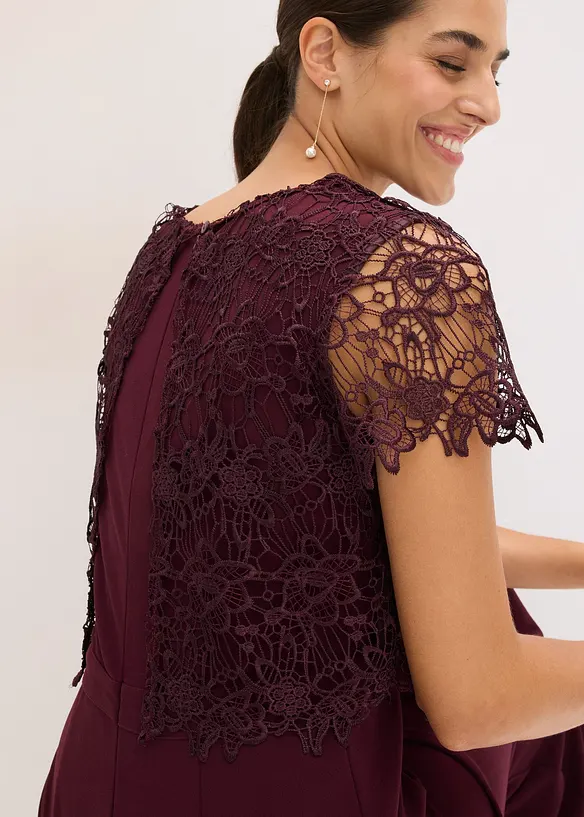 Tuta elegante effetto neoprene con pizzo, bonprix