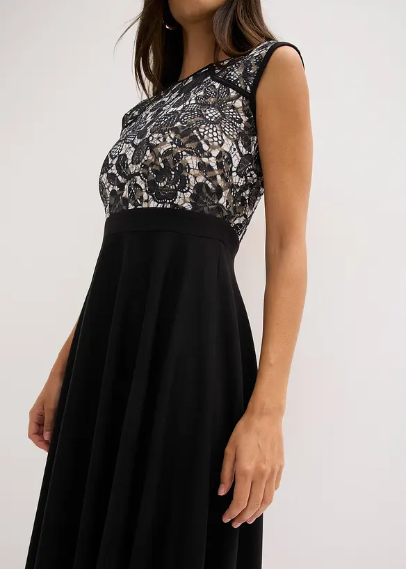 Abito midi con pizzo, bonprix