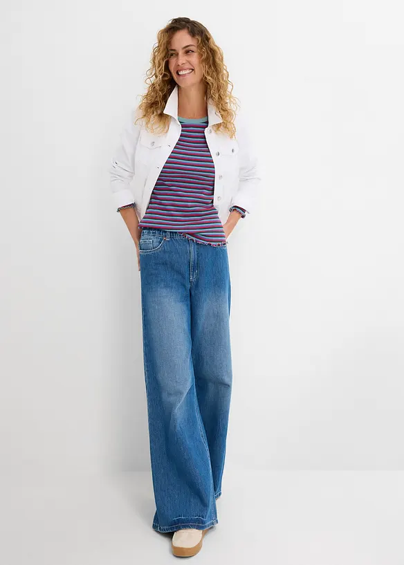 Maglia a costine a righe in cotone biologico, bonprix