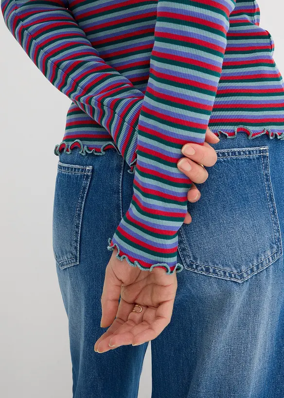 Maglia a costine a righe in cotone biologico, bonprix