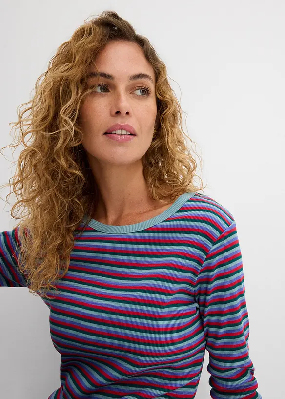 Maglia a costine a righe in cotone biologico, bonprix